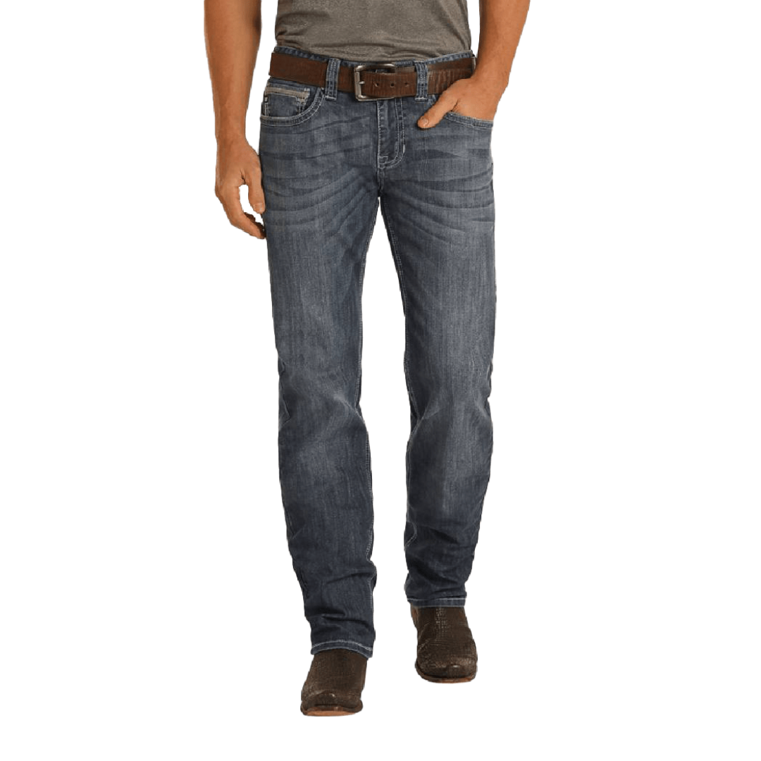 Panhandle Slim Men's Pistol Straight Stackable Blue Jeans
