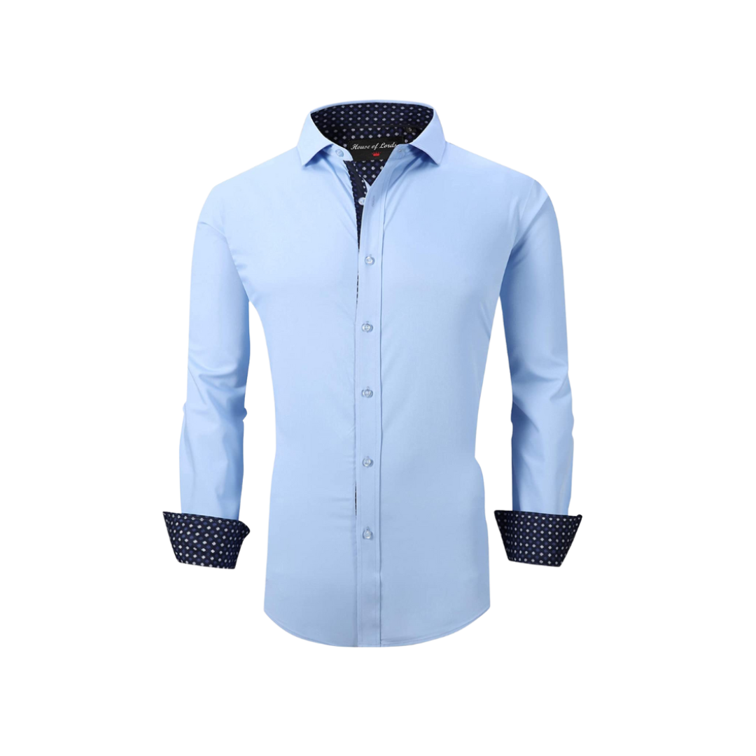 House of Lords Men's Long Sleeve Solid Blue Shirt