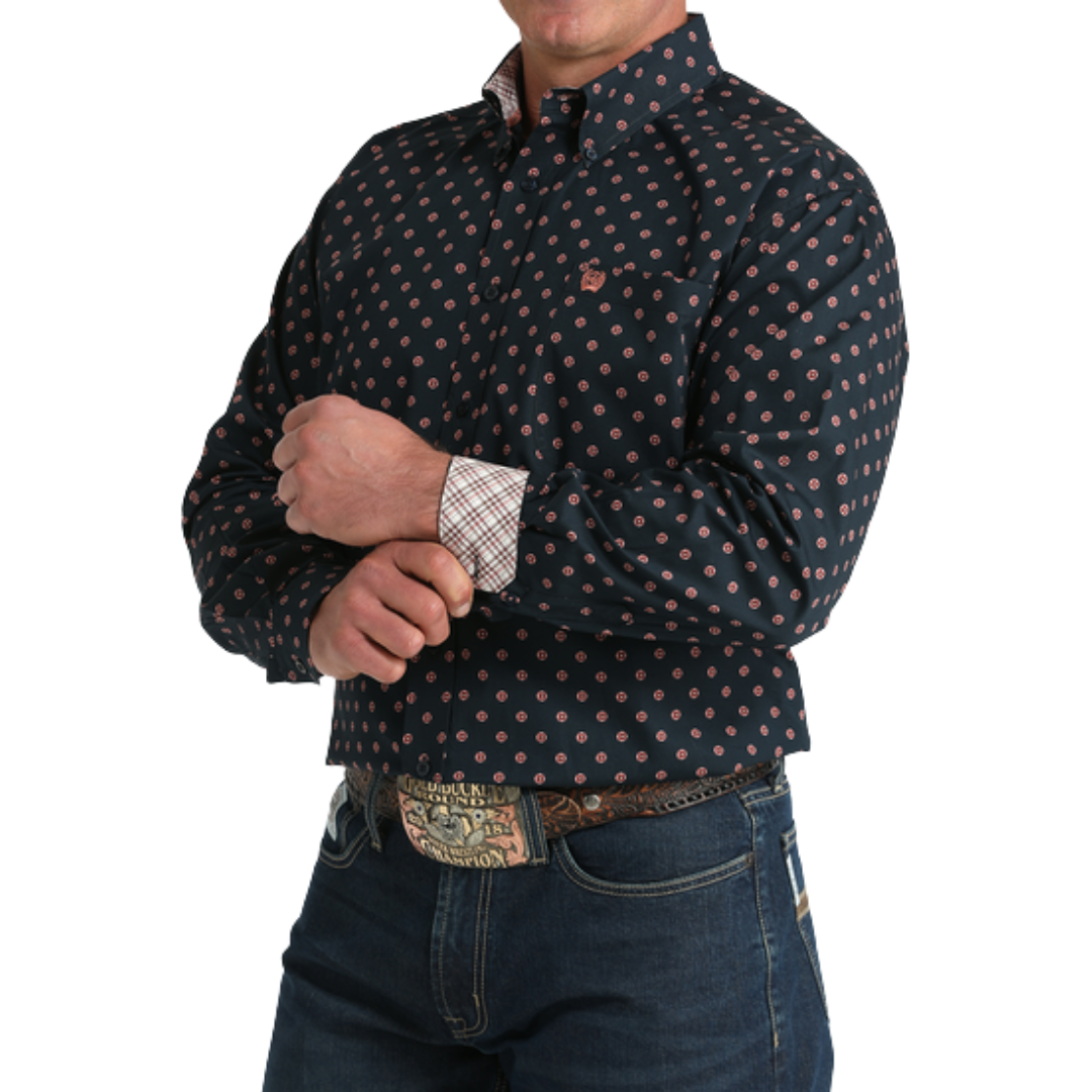 Cinch Men's Geometric Print Navy Shirt