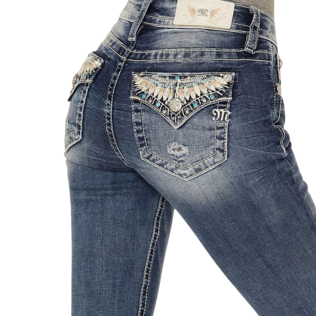 Miss Me Women's Mid Rise Bootcut Denim Blue Jeans