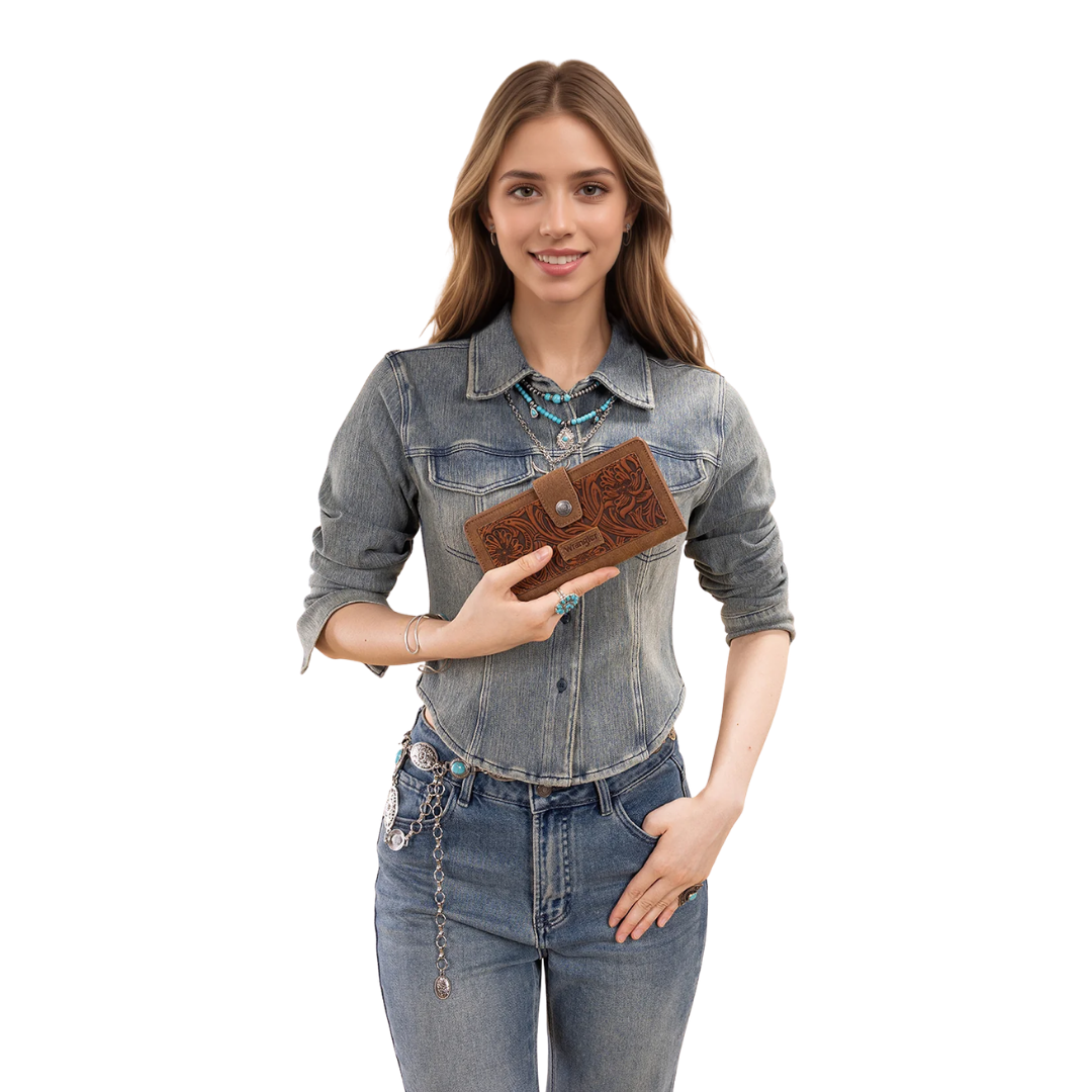 Wrangler Women's Western Floral Brown Wallet