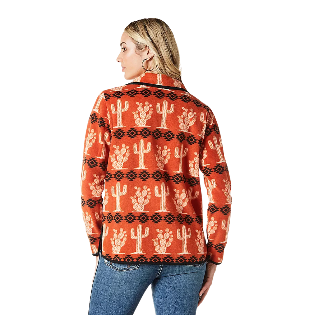 Wrangler Women's Cinnabar Allover Cactus Orange Sweater