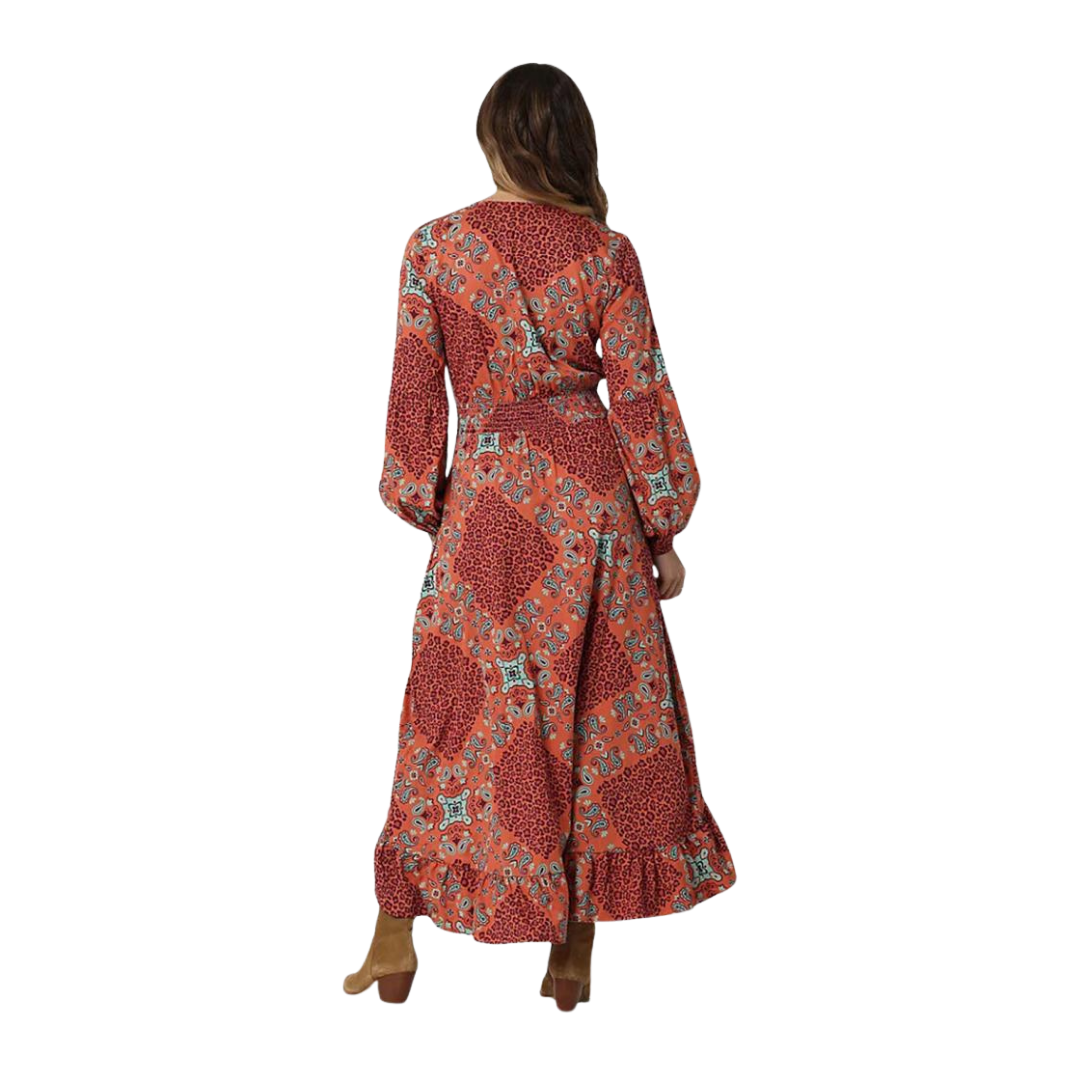 Wrangler Women's Ginger Spice Boho Hem Orange Dress