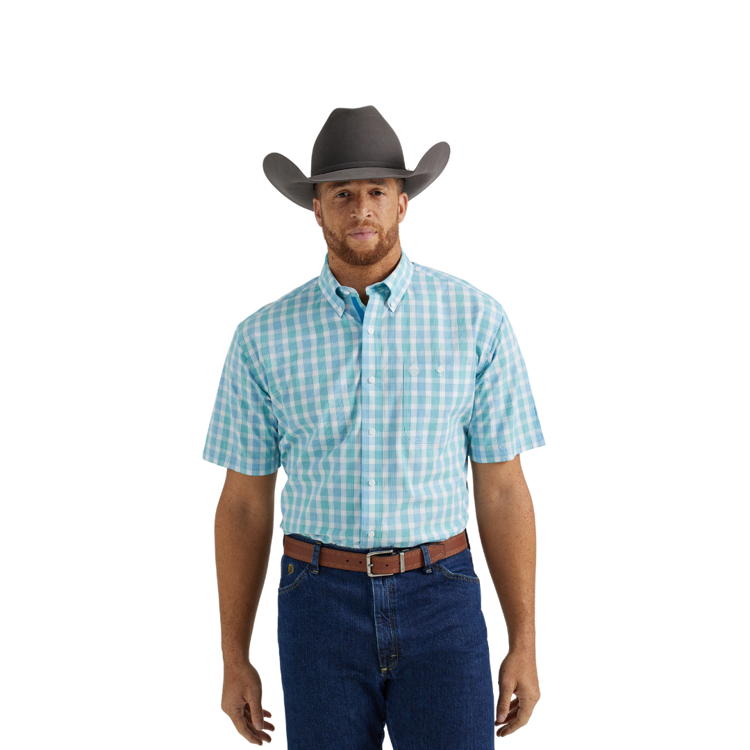 Wrangler Men's George Strait Pocket Blue Shirt