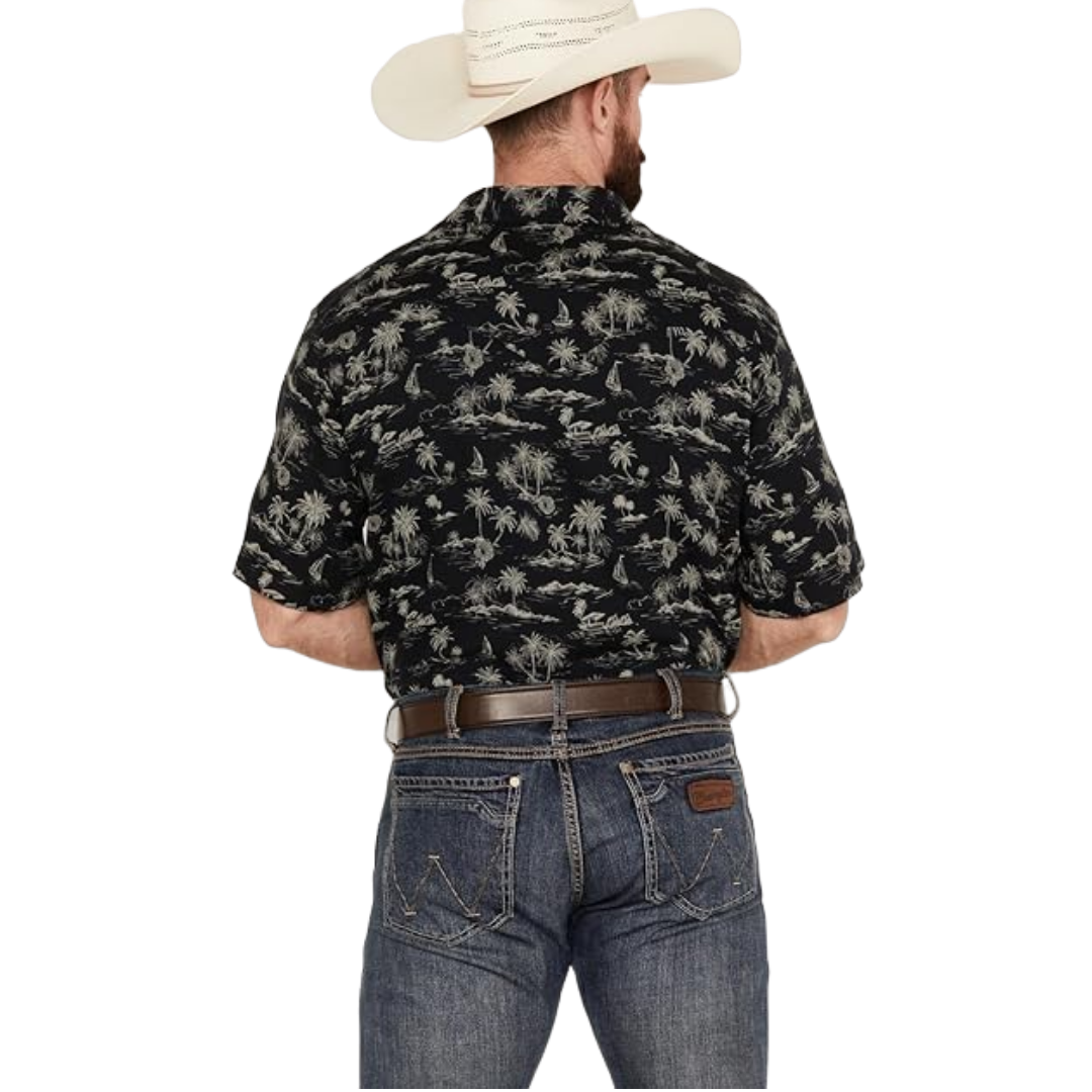 Wrangler Men's Camp Short Sleeve Tropical Black Shirt