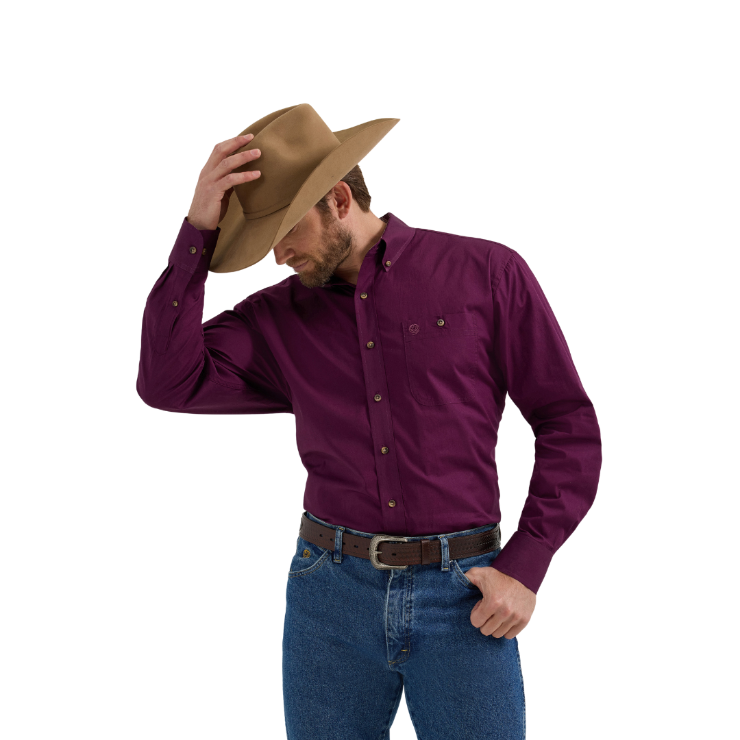 Wrangler Men's George Strait One Pocket Purple Shirt