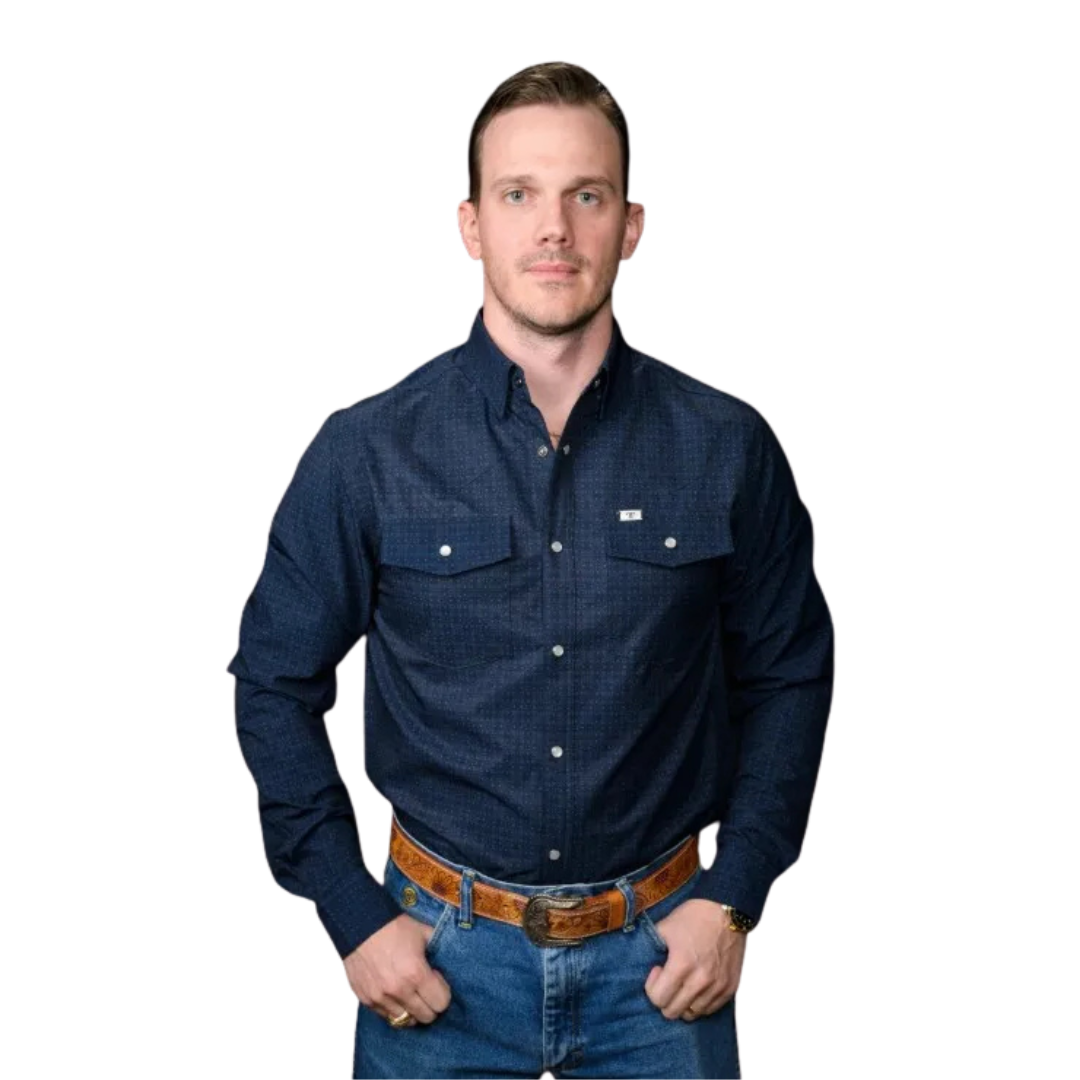 Ferrell Men's Collin Long Sleeve Snap Black Shirt
