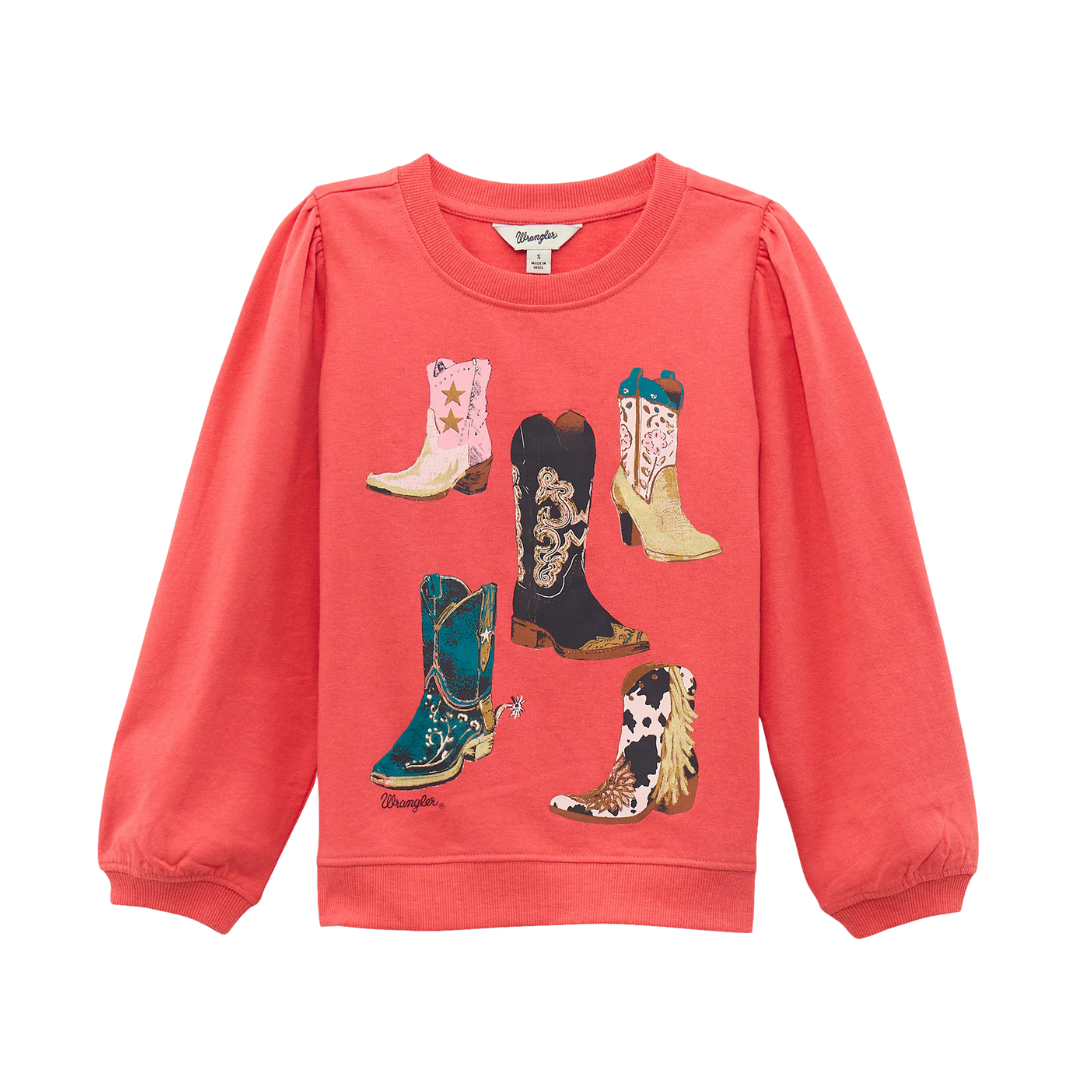 Wrangler Youth Girl's Crew Pink Sweatshirt