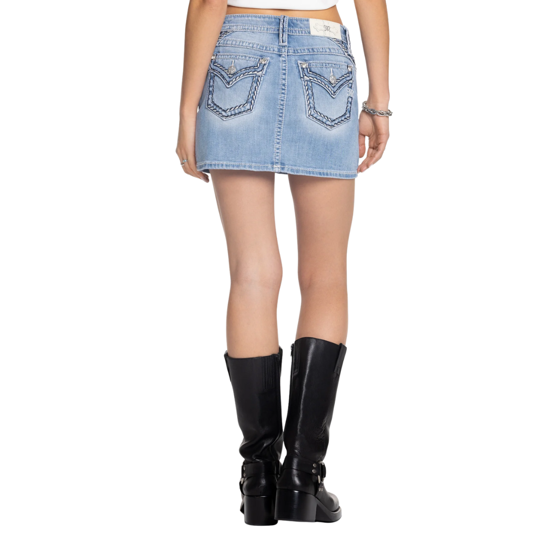 Miss Me Women's Cleo Stitched Light Wash Skirt