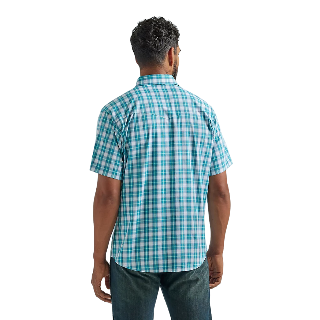 Wrangler Men's Wrinkle Resistant Western Teal Shirt