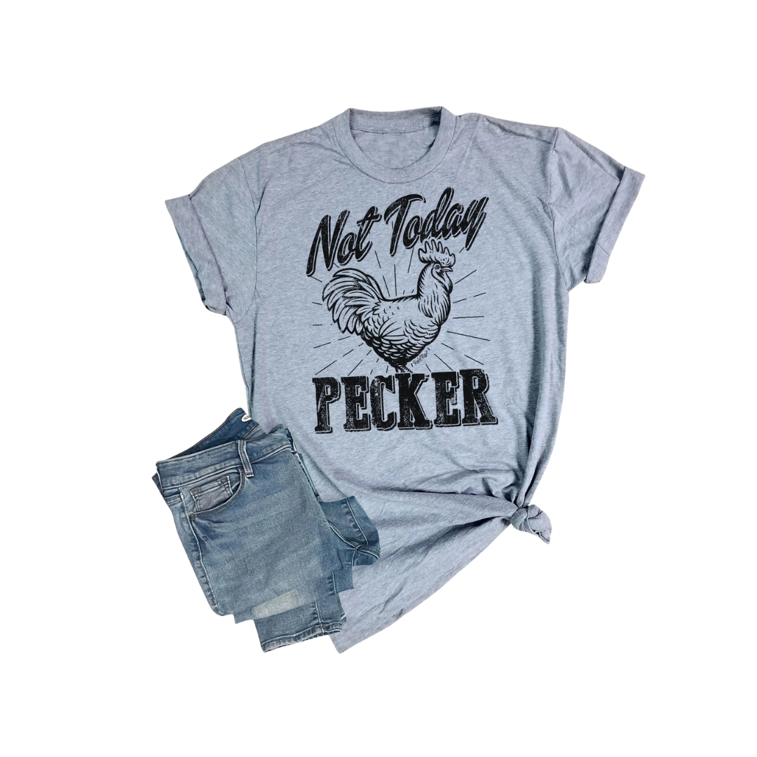 Rebel Rose Unisex Not Today Pecker Grey Tee Shirt