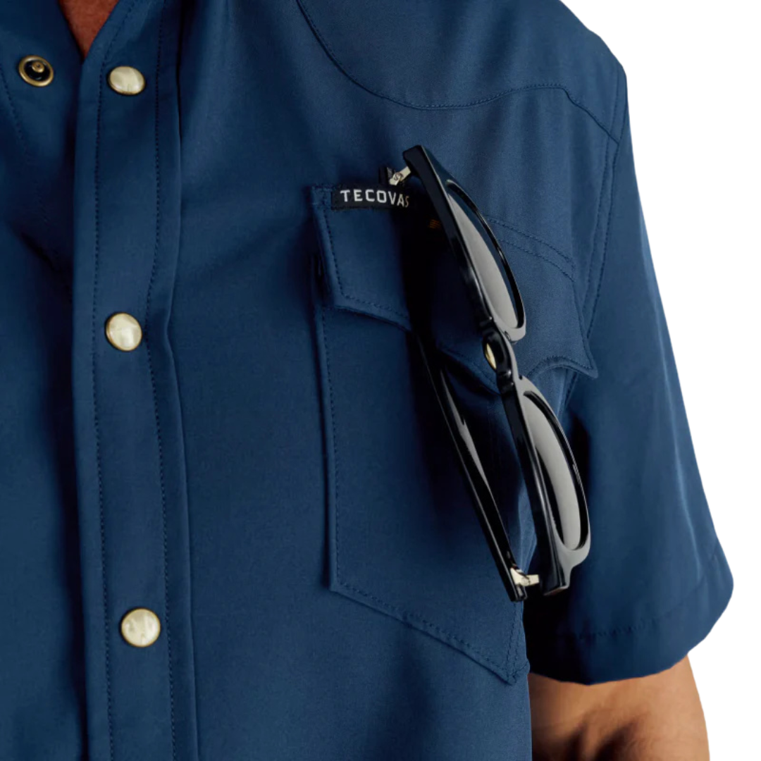Tecovas Men's Performance Button Down Navy Shirt