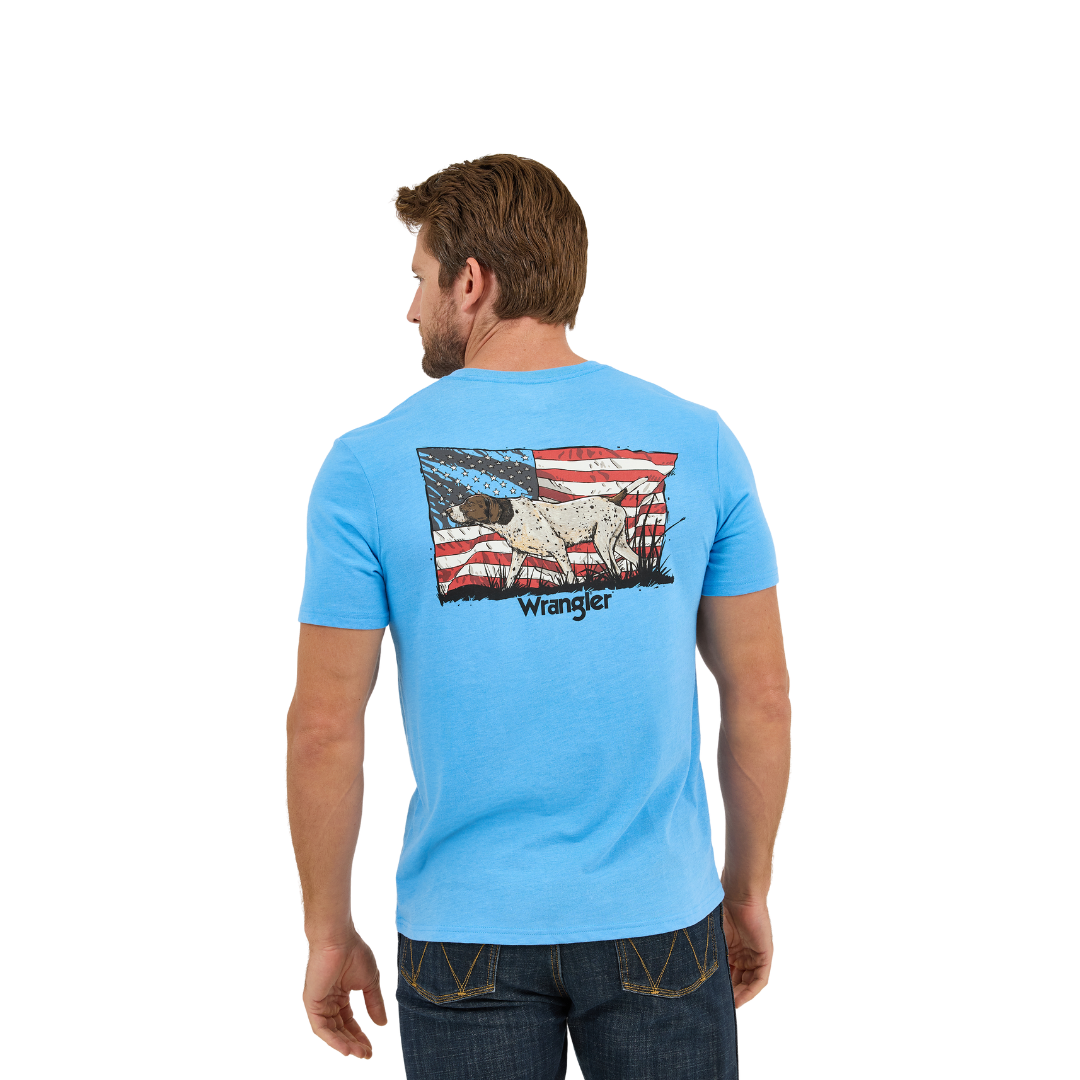 Wrangler Men's Graphic Regular Fit Blue Tee Shirt