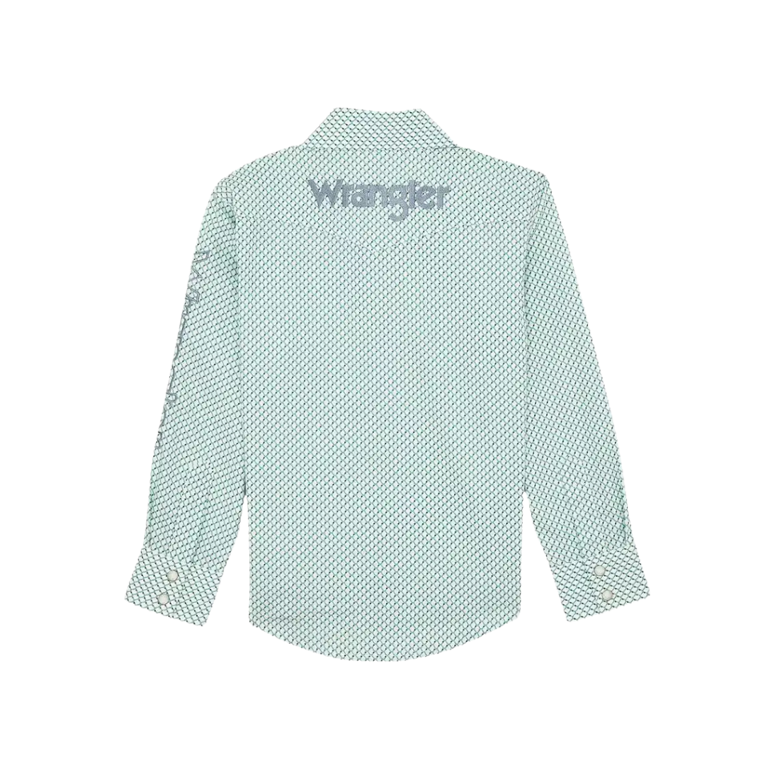 Wrangler Youth Boy's Logo Western Snap Green Shirt