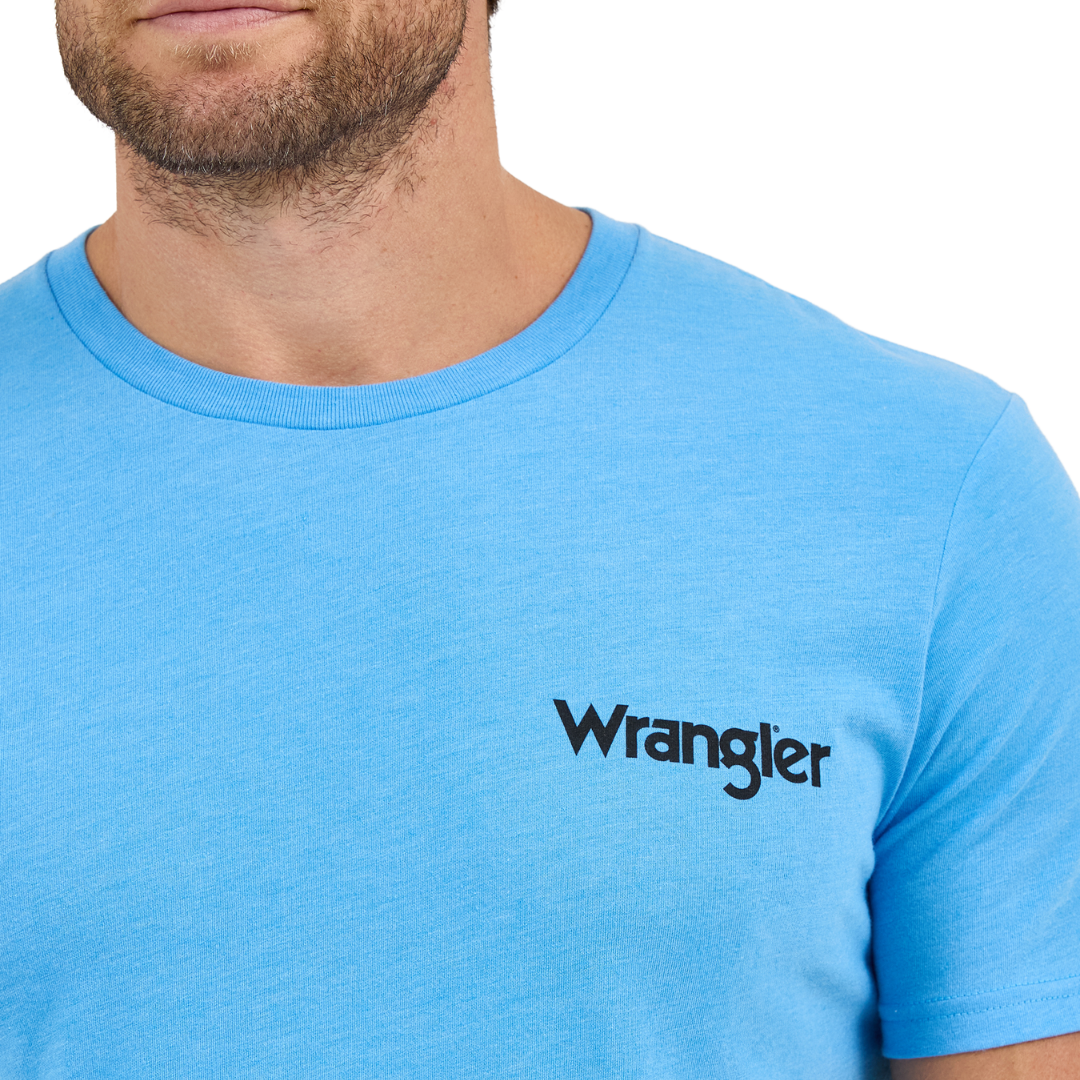 Wrangler Men's Graphic Regular Fit Blue Tee Shirt