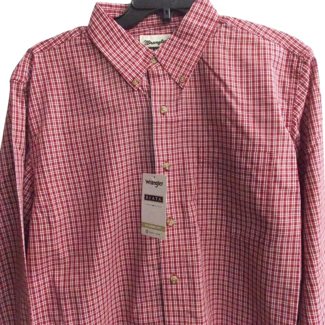 Wrangler Men's Riata Long Sleeve Red Shirt - Big & Tall