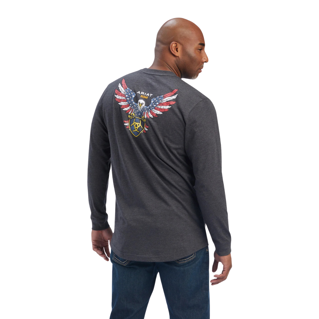 Ariat Men's Rebar Strong American Raptor Grey Tee Shirt - Big & Tall