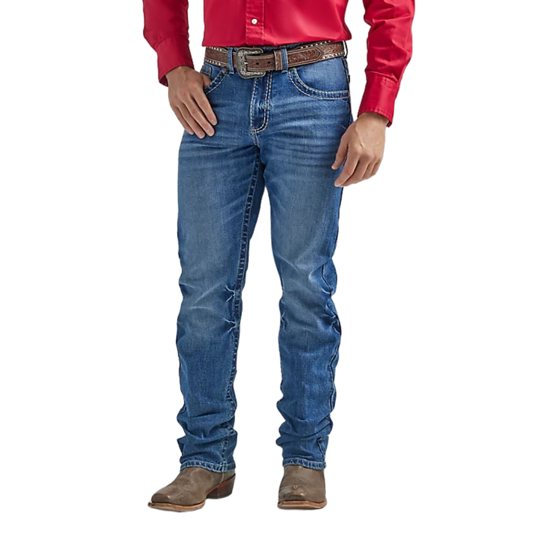 Wrangler Men's Rock Slim Fit Straight Leg Blue Jeans