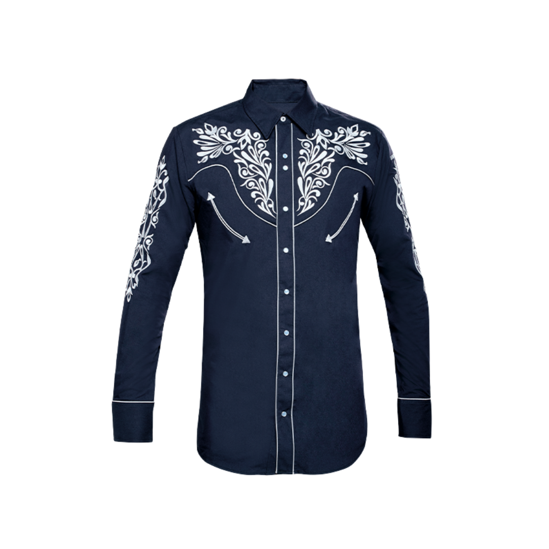 Ranger's Usa Men's Navy Charra Vaquera Tarugos Shirt
