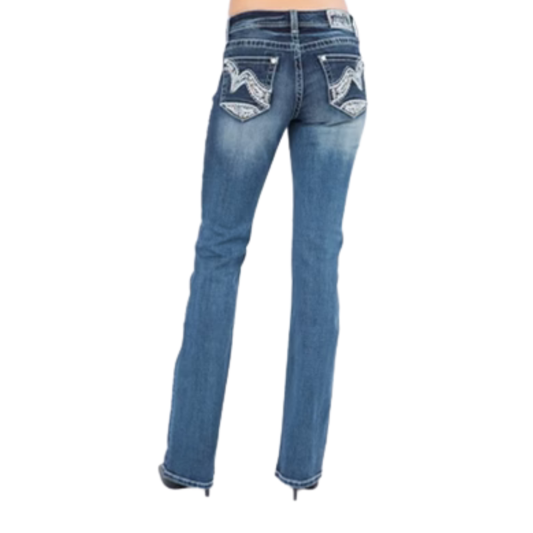 Grace Women's Boot Cut Easy Fit Blue Jeans