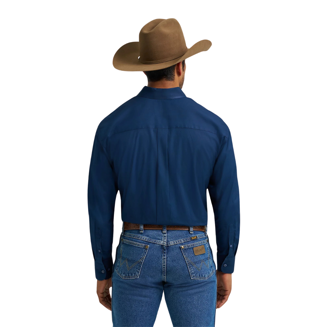 Wrangler Men's George Strait Button Down Navy Shirt - Big & Tall