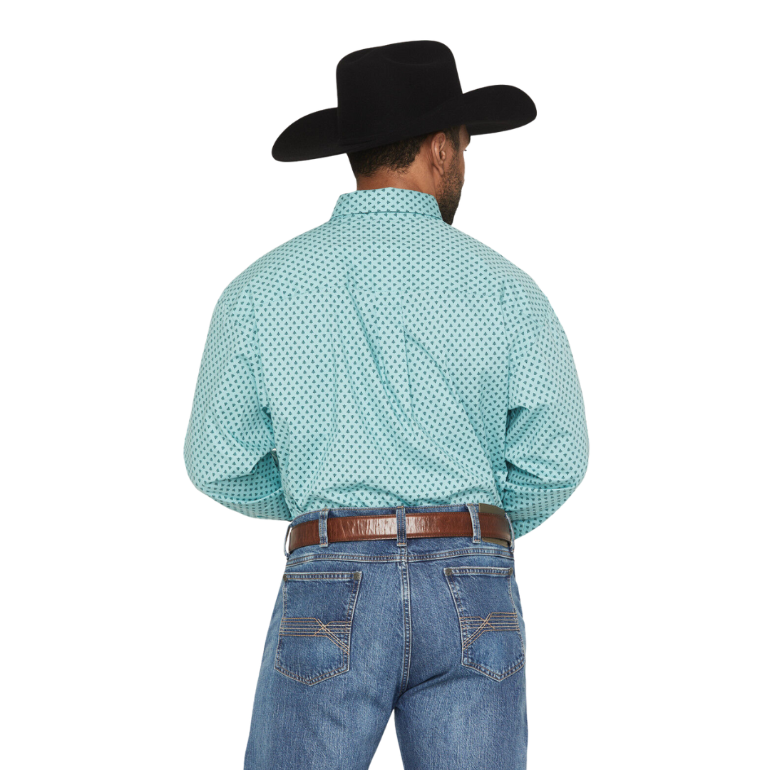 Wrangler Men's George Strait Geo Print Blue Shirt