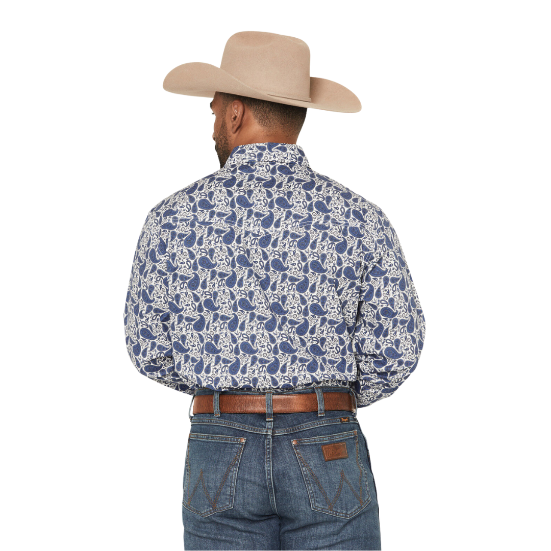 Wrangler Men's Paisley Print Long Sleeve Snap Multicolor Shirt