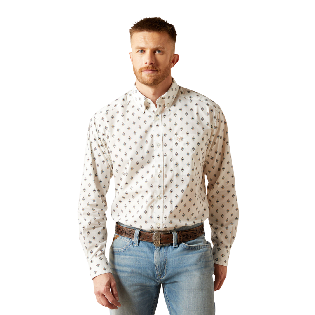 Ariat Men's Thell Classic Fit Print White Shirt