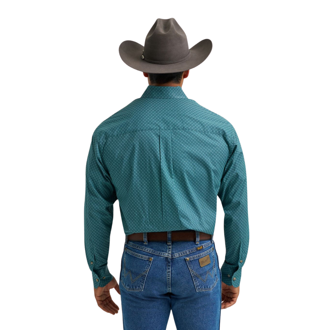 Wrangler Men's George Strait Nile Print Blue Shirt