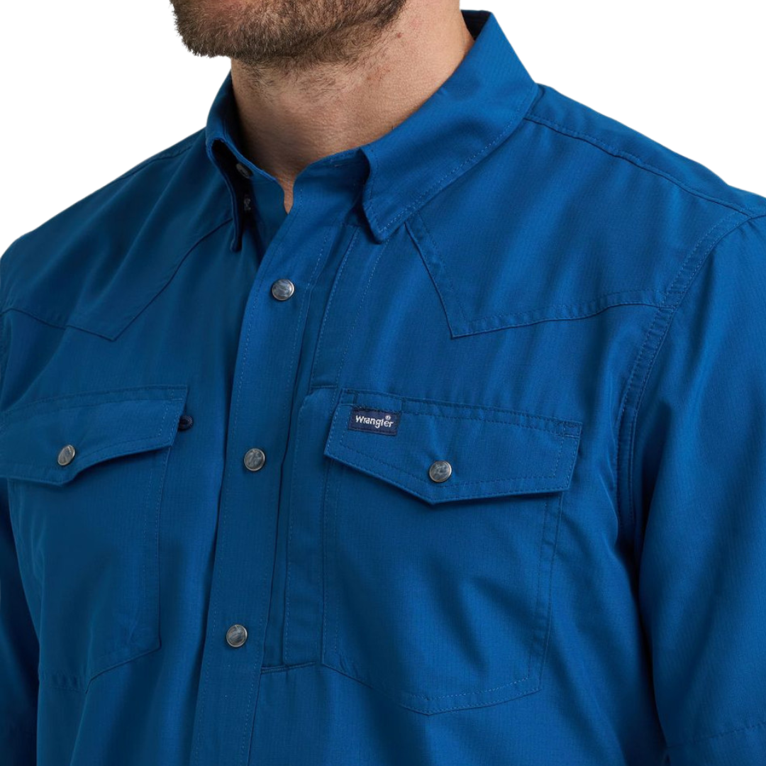 Wrangler Men's Performance Snap Blue Shirt