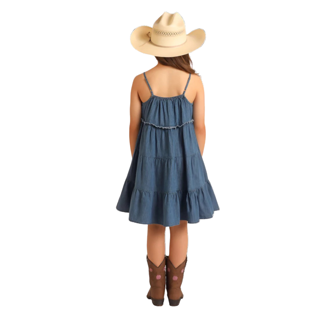 Rock & Roll Youth Girl's Spaghetti Strap Blue Dress