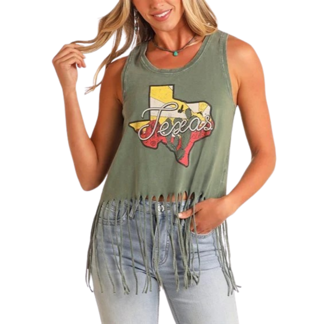 Rock & Roll Women's Texas Tank Green Top