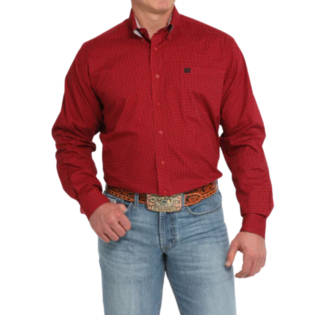 Cinch Men’s Geo Print Western Red Shirt