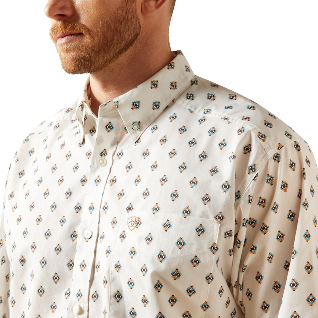 Ariat Men's Thell Classic Fit Print White Shirt