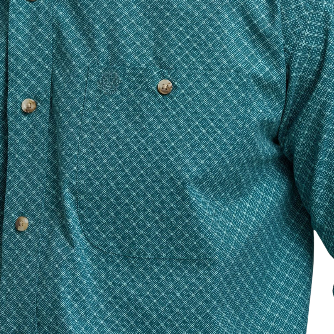 Wrangler Men's George Strait Nile Print Blue Shirt
