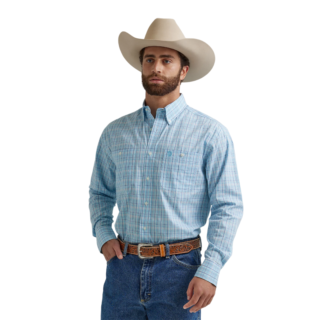 Wrangler Men's Long Sleeve Blue Shirt