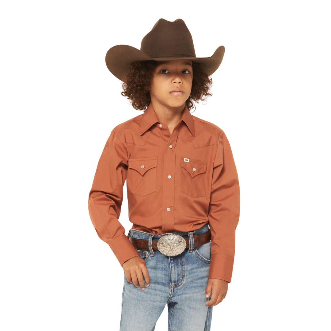 Ely & Walker Youth Boy's Solid Snap Western Rust Shirt