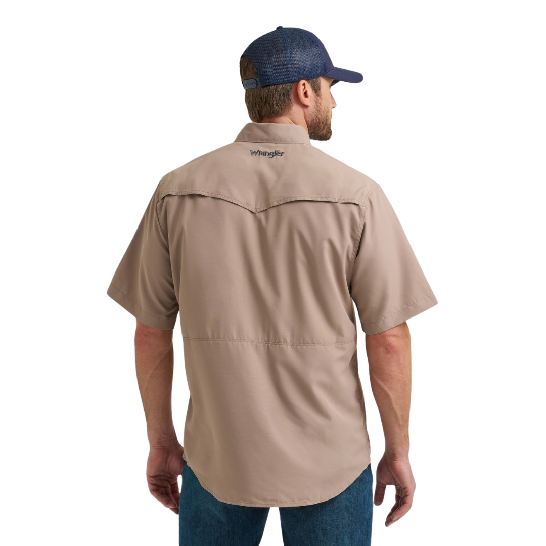 Wrangler Men's Performance Snap Short Sleeve Tan Shirt