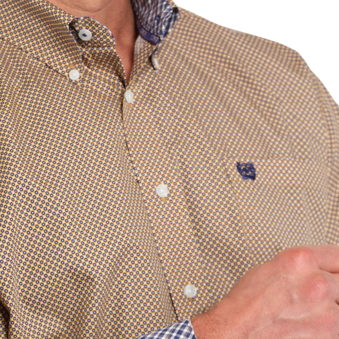 Cinch Men's Gold Geometric Print Light Brown Shirt