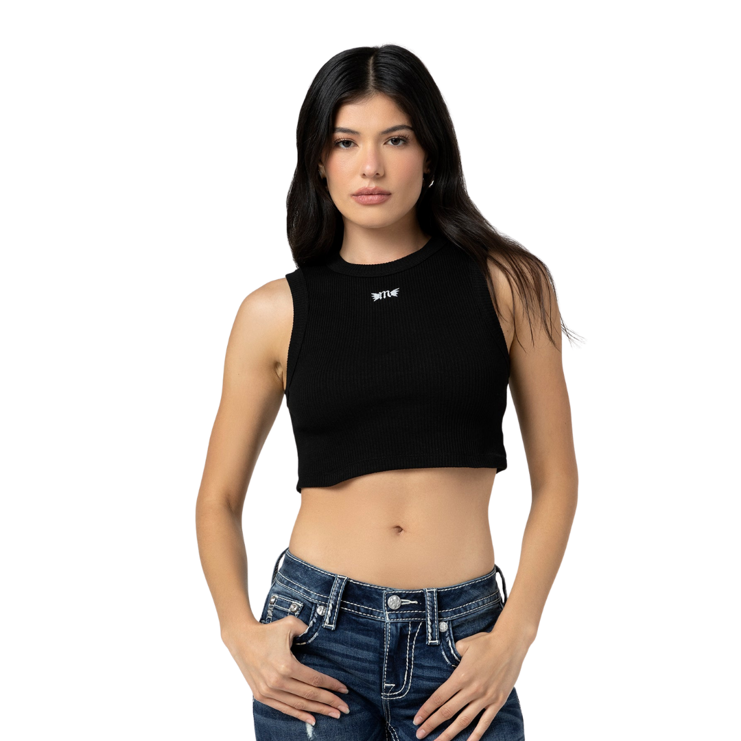 Miss Me Women's Everyday Jane Crop Black Tank