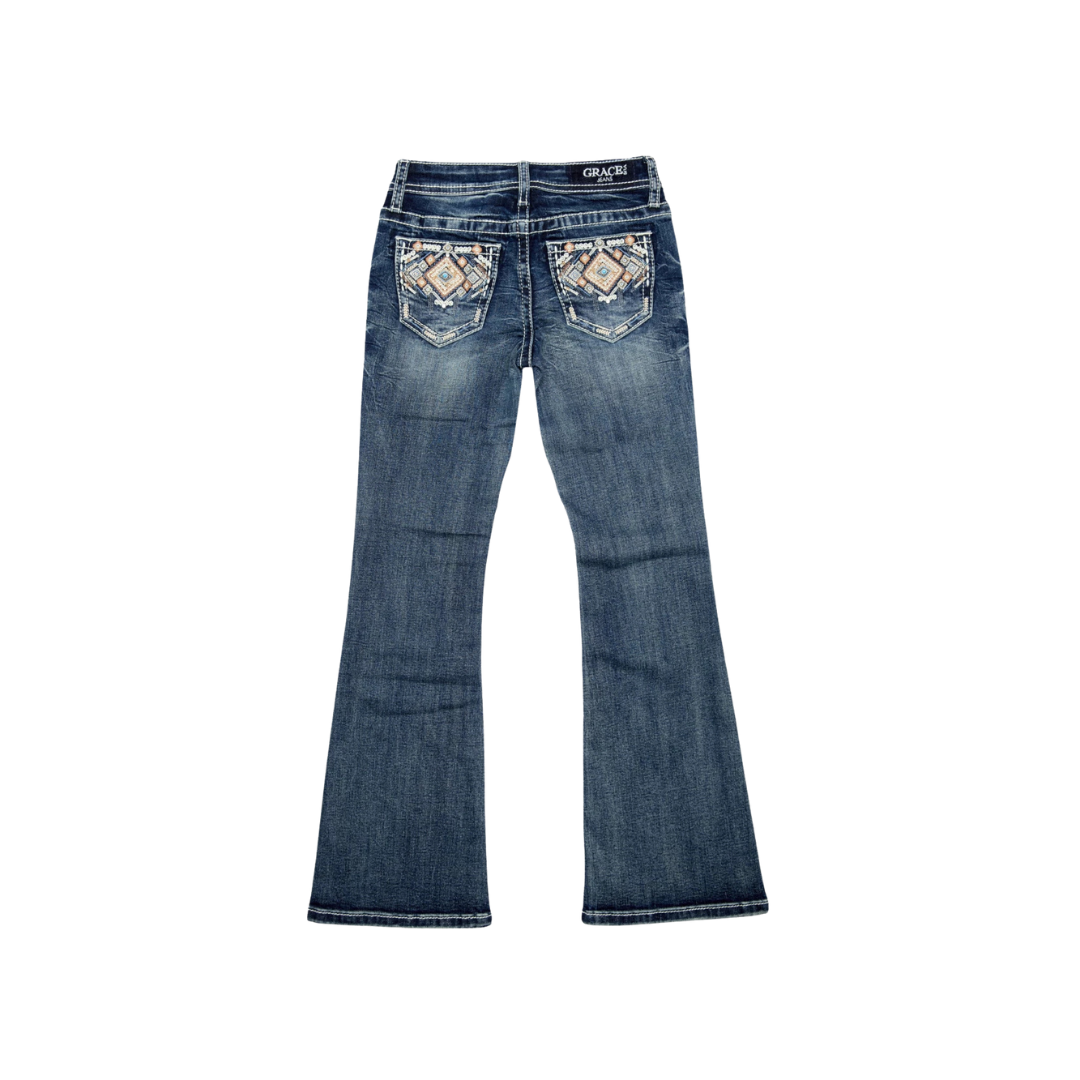 Grace Youth Girl's In LA Cowhide Pocket Bootcut Med Jeans