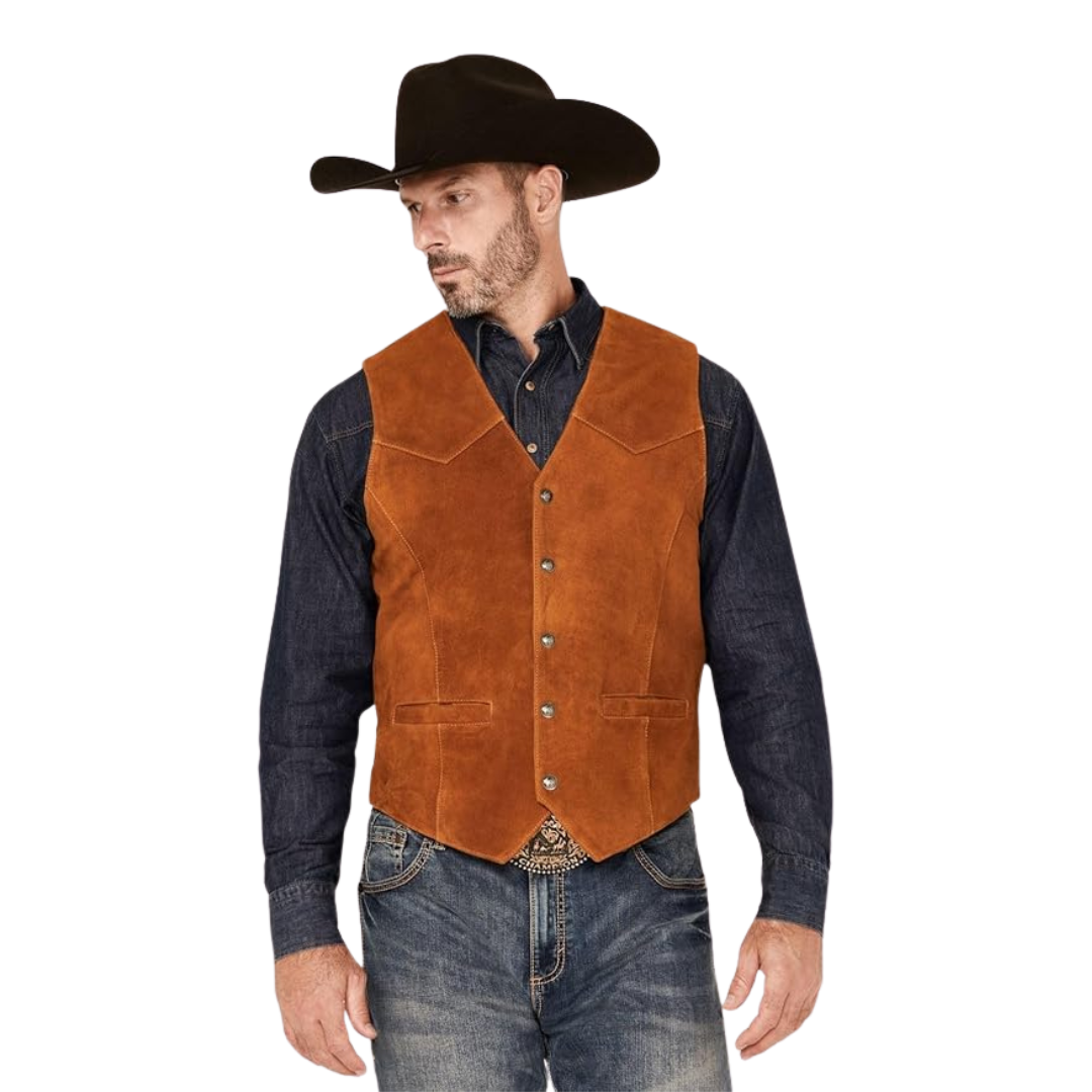 Cripple Creek Men's Distressed Deer Snap Camel Vest