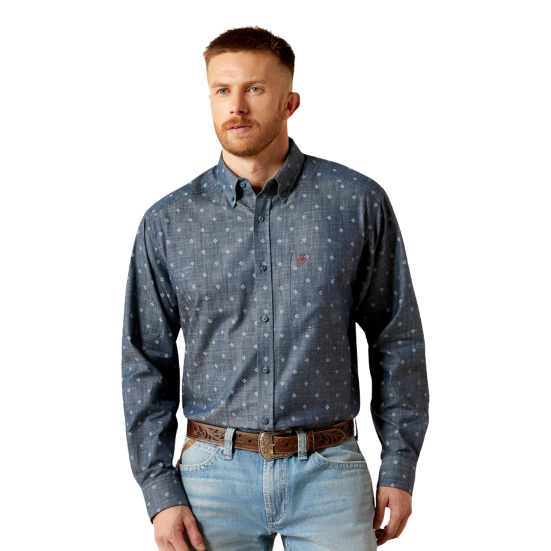 Ariat Men's Watson Classic Fit Chambray Blue Shirt