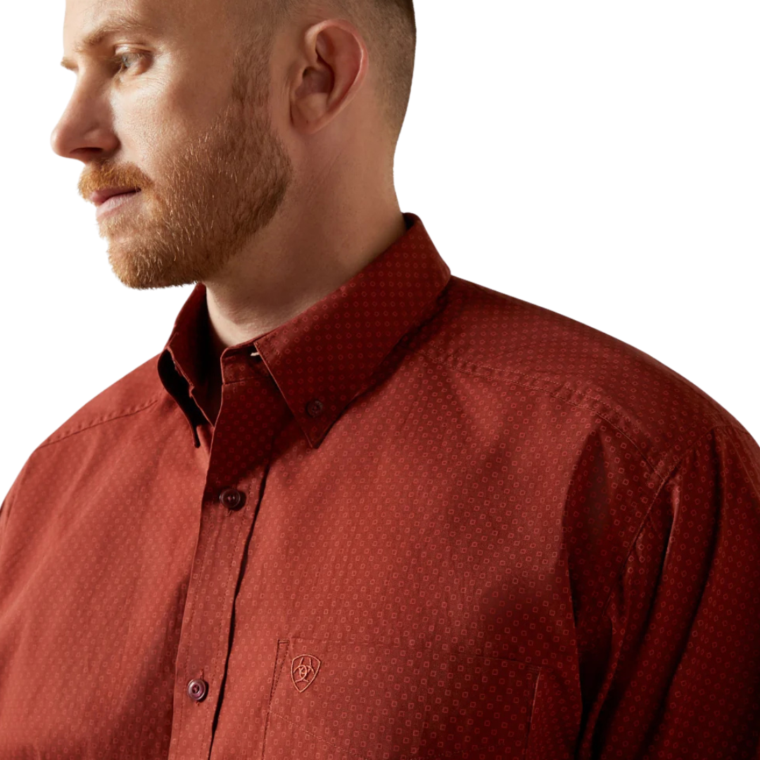 Ariat Men's Wren Long Sleeve Dark Red Shirt