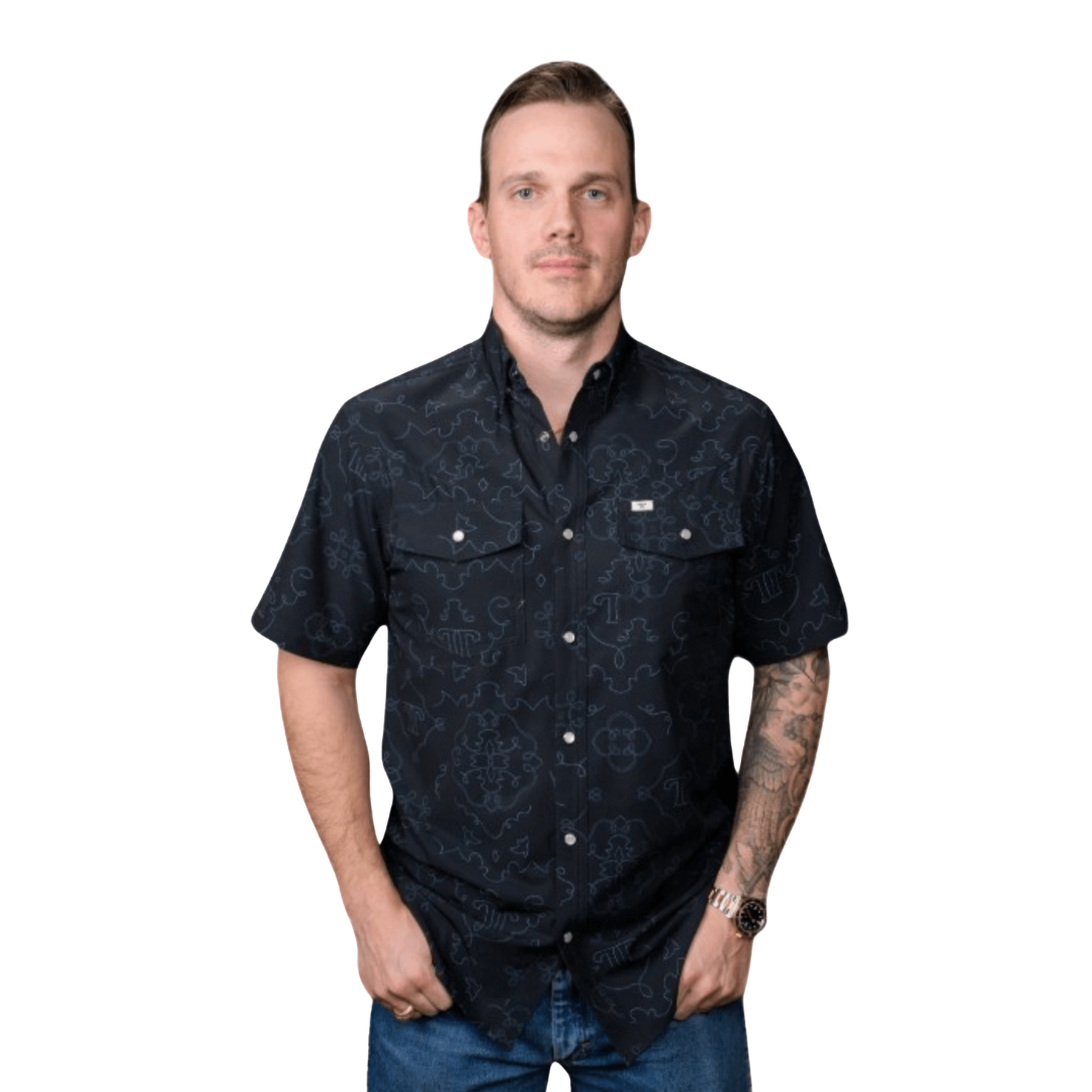 Ferrell Men's Carson Short Sleeve Snap Black Shirt