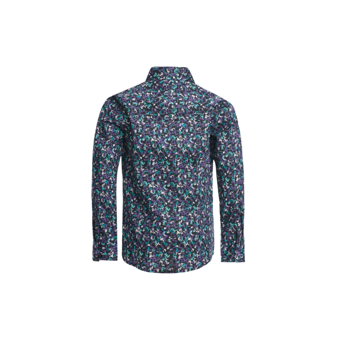 Cruel Youth Girl's Freeform Print Long Sleeve Blue Shirt