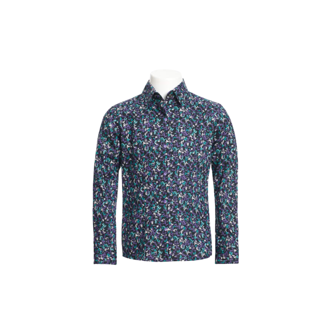 Cruel Youth Girl's Freeform Print Long Sleeve Blue Shirt