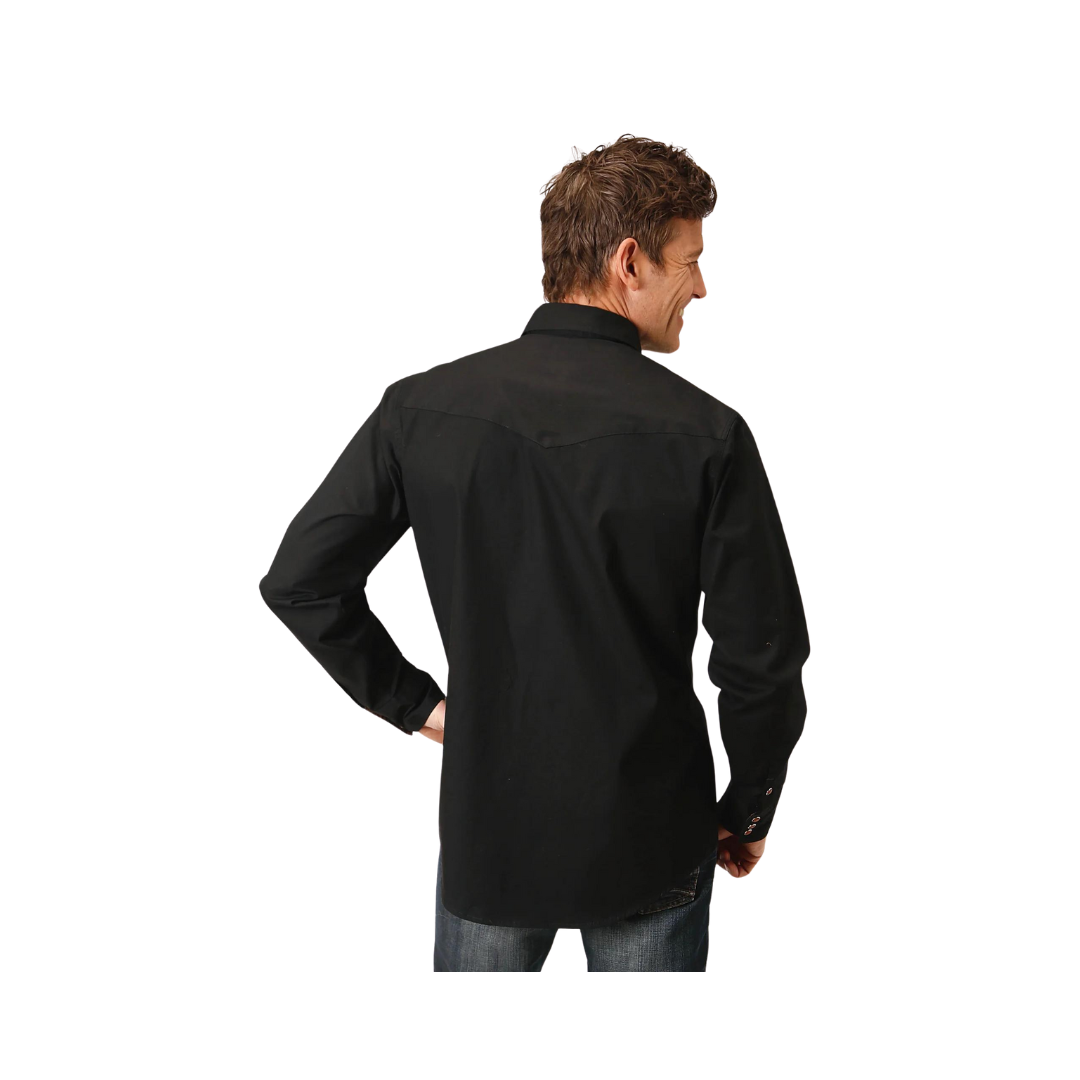 Roper Men's Solid Poplin Black Shirt