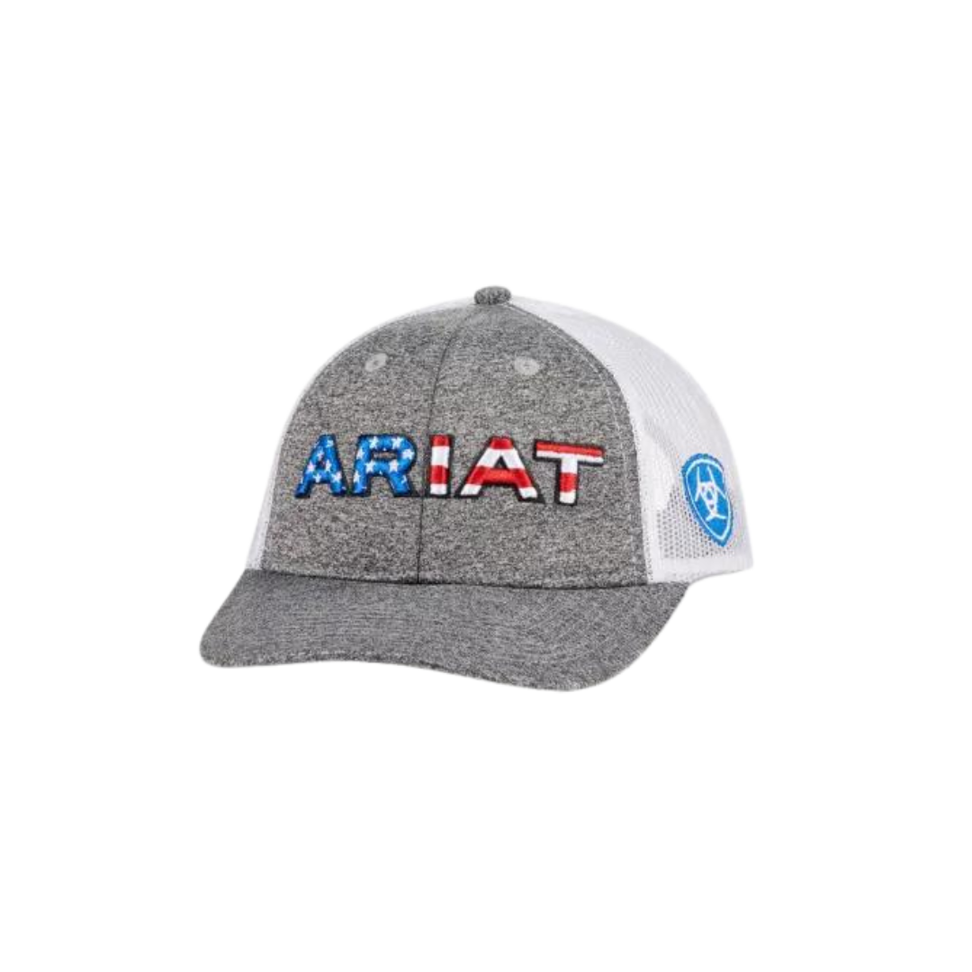 Ariat Youth Boy's White Flag Heather Grey Cap