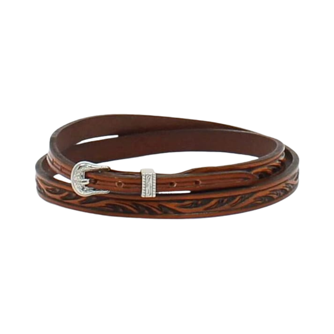 Twister Unisex Leather Floral Tooled Brown Hatband